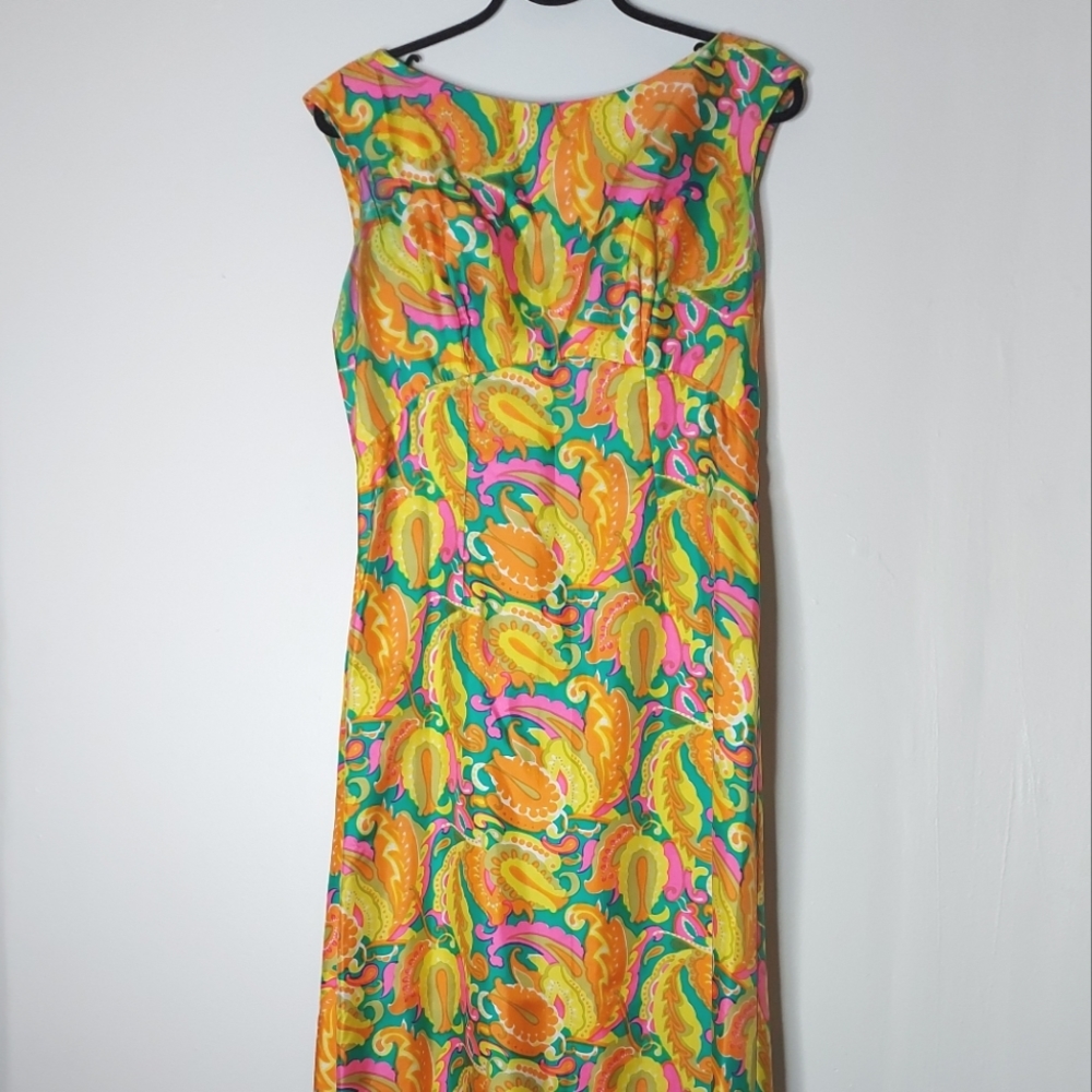 🌈Vintage 60s bright paisley summer dress